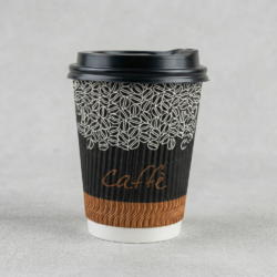 12oz Insulated Ripple Double Wall Paper Coffee Cup With Lid