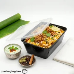 Disposable Black Plastic Food Container with Clear Lid