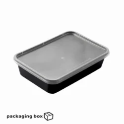 Disposable Black Plastic Food Packaging Container (500ml)