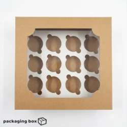 12 assorted cupcakes in kraft brown window box