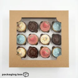 12 assorted cupcakes in kraft brown window box