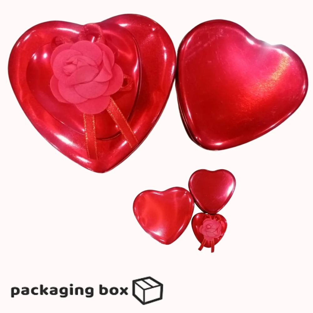 Tin Heart Shape Boxes Red (2)