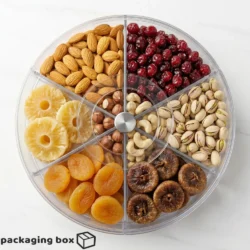 Six Portion Acrylic Box 750gm Round Dry Fruit Packaging
