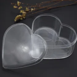 "Heart-shaped acrylic storage box"