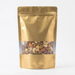 Matt Golden Standing Pouch with Window 12x20cm