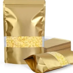 Matt Golden Standing Pouch with Window 10x15cm