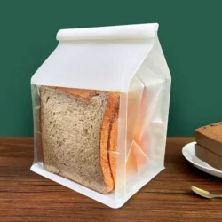 Side Gusseted Flat Bottom Pouch White for Cookies and Bakery items