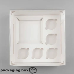 10x10x3 Combo Box 5 Cupcake Bento Cake Clear Lid White