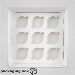 9 Cavity Cake Box Clear Lid White Bakery Packaging
