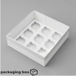 9 Cavity Cake Box Clear Lid White Bakery Packaging