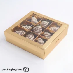 9 Cavity Chocolate Box Transparent Lid Gold Premium Packaging
