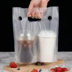 Coffee Transparent Double Handle Bag Clear Plastic Carrier