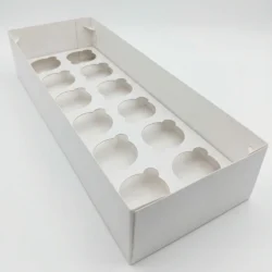 Long Cupcake Box 12 Cavity White Bakery Packaging