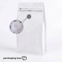 White Stand Up Pouch With Valve and Zipper 33.5x15cm for Coffee Packaging