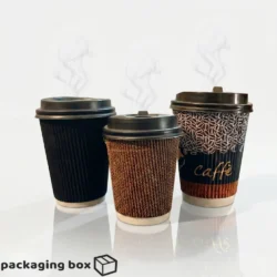12oz Ripple Double Wall Paper Coffee Cup With Lid