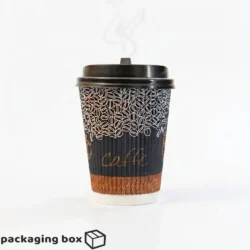 12oz Ripple Double Wall Paper Coffee Cup With Lid