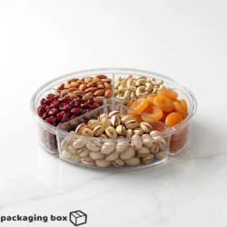 5 Portion Acrylic Round Tray – Crystal Clear Dry Fruit Gift Tray Pakistan