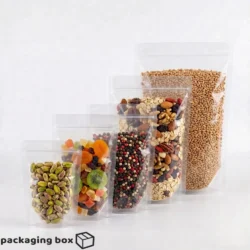 Clear Zipper Standup Pouch Bag with dry fruits nuts and grains
