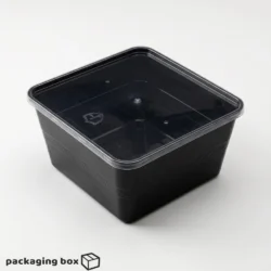Disposable Black Plastic Food Container with Biryani – Premium Takeaway Packaging Pakistan