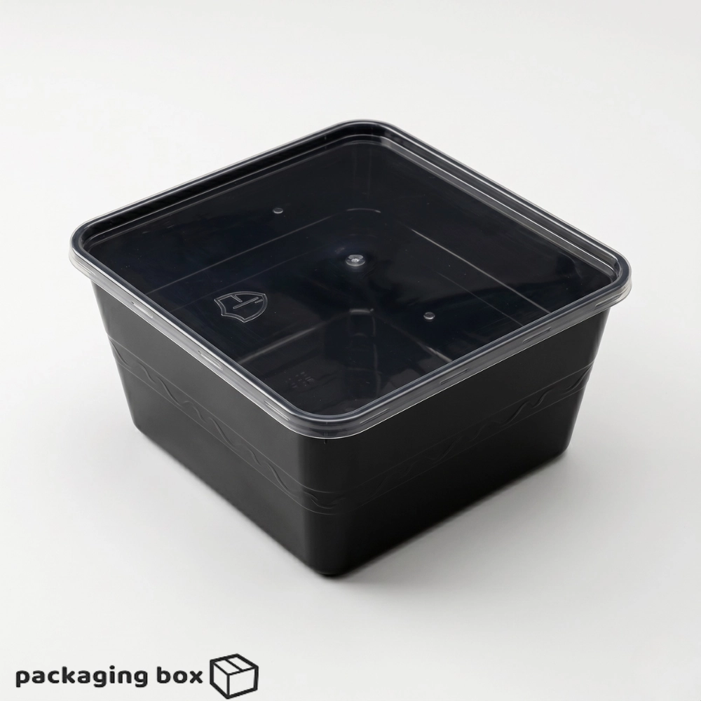 Disposable Black Plastic Food Container with Biryani – Premium Takeaway Packaging Pakistan