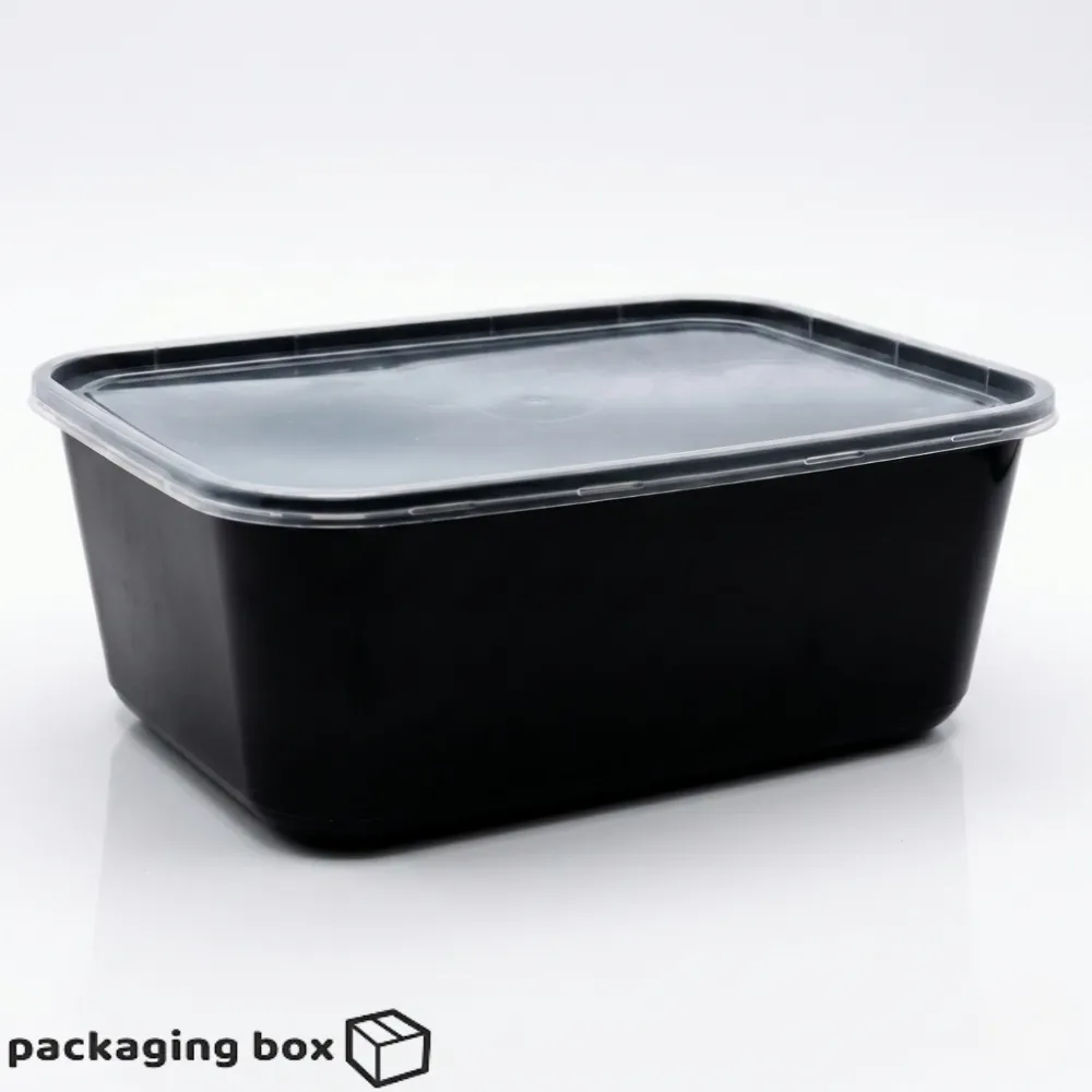 Disposable Black Plastic Food Container with Clear Lid