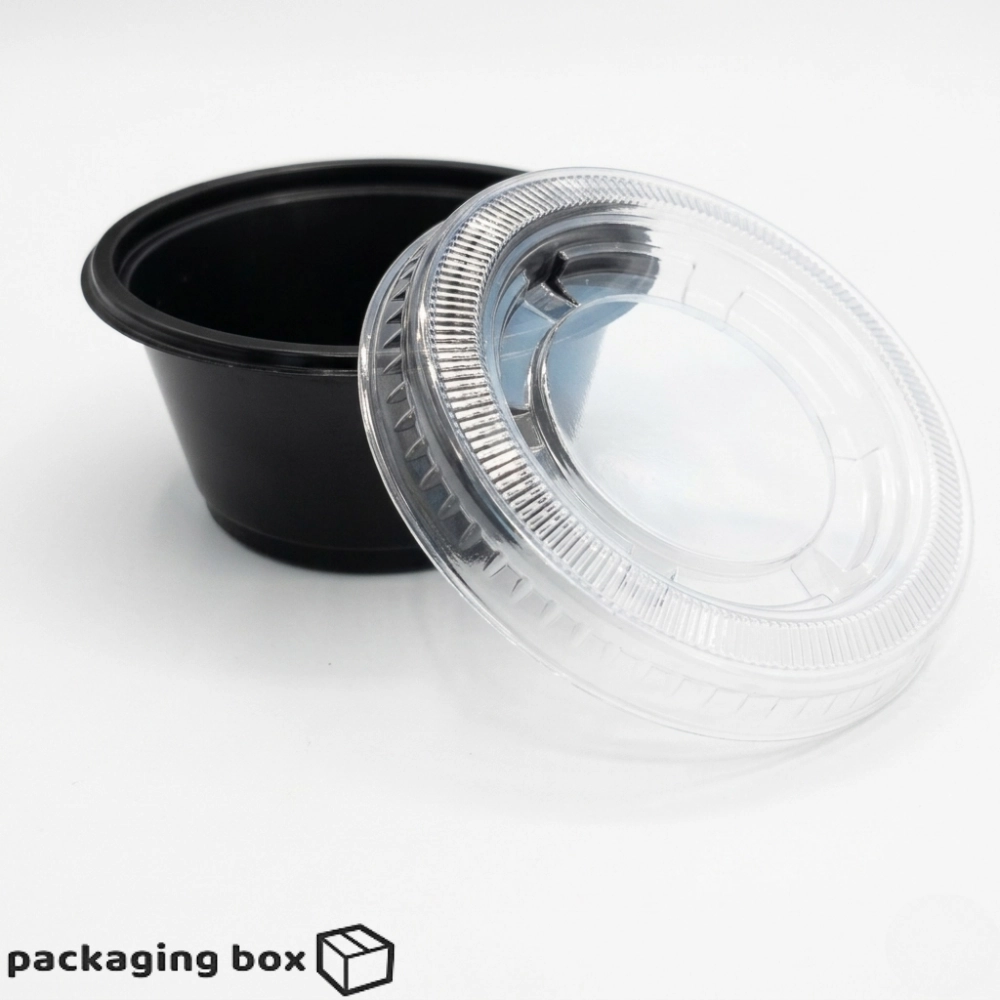 Clear plastic disposable sauce dip containers for ketchup mayo chutney and condiments