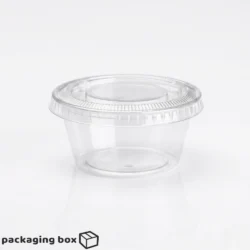 Clear plastic disposable sauce dip containers for ketchup mayo chutney and condiments