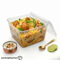 Disposable Transparent Plastic Food Container 1500ml with Clear Snap-On Lid – Large Clear Meal Packaging Pakistan