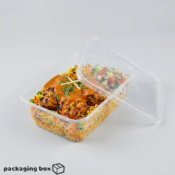 Disposable Transparent Plastic Food Container with Clear Lid – 2 Compartment Microwave Safe Meal Packaging Pakistan