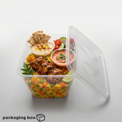 Disposable Transparent Plastic Food Container with Clear Lid – 2 Compartment Microwave Safe Meal Packaging Pakistan