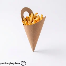 Kraft Fries Cones – Eco-Friendly Kraft Paper Cone with Handle for Fries