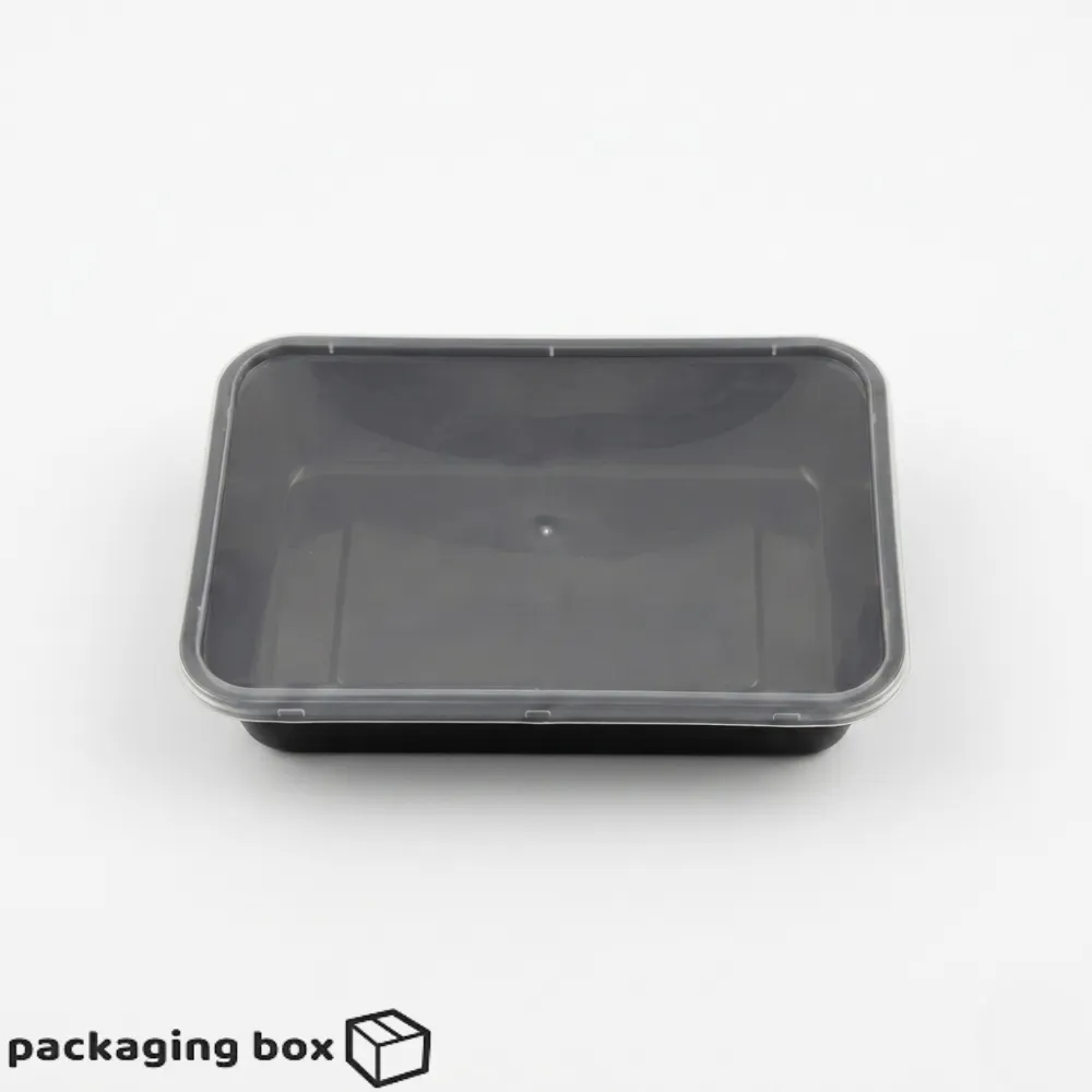 Disposable Black Plastic Food Container with Clear Lid