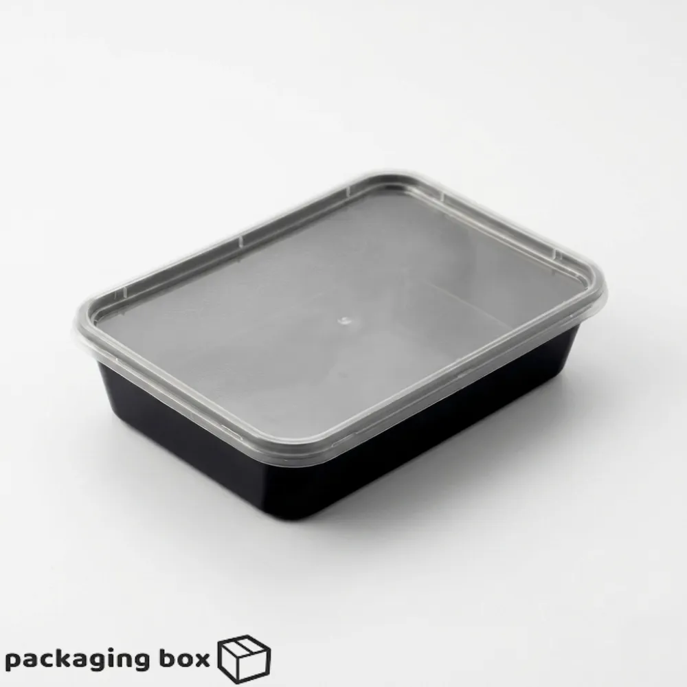 Disposable Black Plastic Food Container with Clear Lid