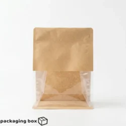 Side Gusseted Flat Bottom Brown Kraft Pouch for Cookies and Bakery Items