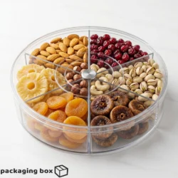 Six Portion Acrylic Box 750gm Round Dry Fruit Packaging