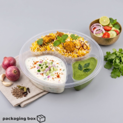 Transparent Rounded Disposable Three Portion Tray with Clear Lid – 3 Compartment Clear Meal Tray Pakistan
