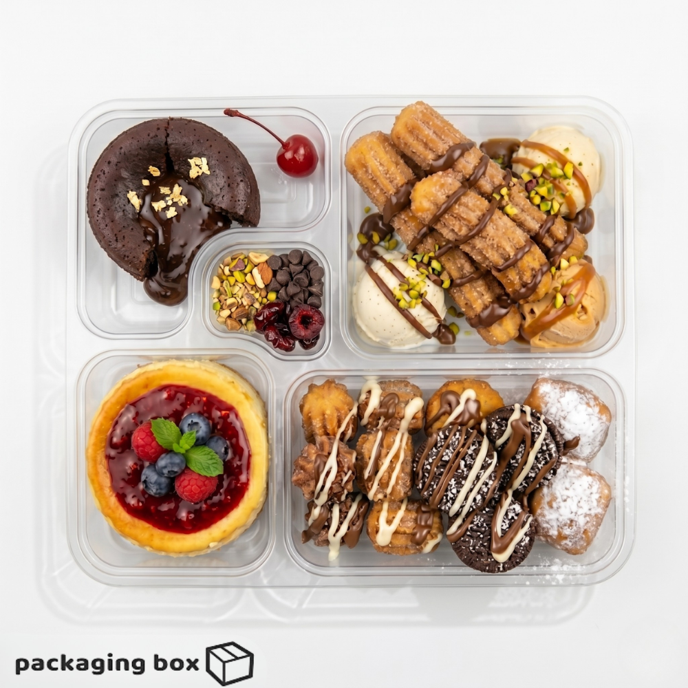 Transparent Five Portion Food Tray with Clear Lid β 5 Compartment Complete Meal Tray Pakistan