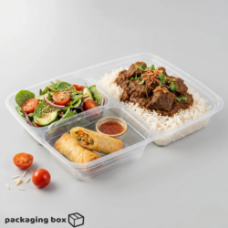 Transparent Three Portion Food Tray with Clear Snap-On Lid – 3 Compartment Clear Meal Tray Pakistan