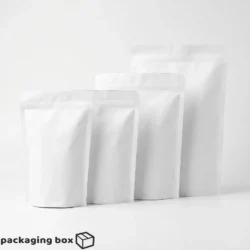 White kraft paper with aluminium lamination standup pouch in multiple sizes – premium resealable food packaging bags