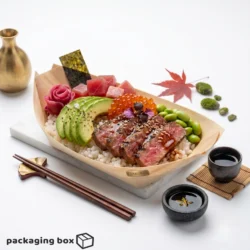 Disposable Wooden Boat Serving Tray – Eco-Friendly Natural Pinewood Food Tray by Packaging Box
