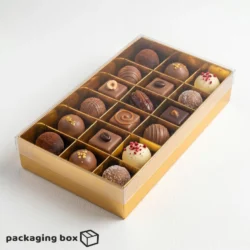 18 Cavity Chocolate Box β Gold Base with Clear Lid