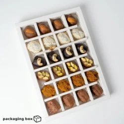 24 Cavity Chocolate Box β White Base with Individual Dividers