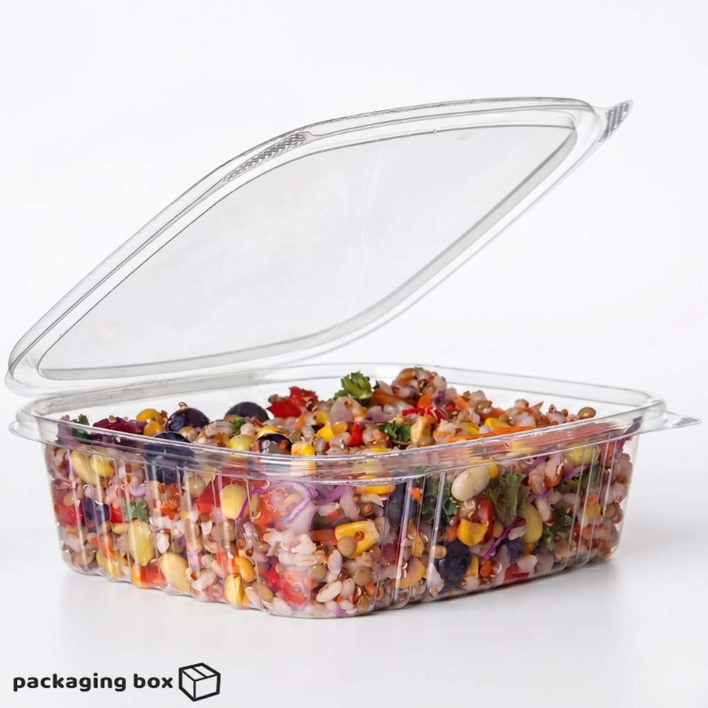 Hinged Deli Box Container – Snap-Close Transparent Takeout Pack