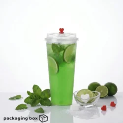 Injection Glass with heart-shaped lid filled with berry smoothie