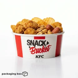 Snack bucket paper food bucket filled with fried chicken bites chips and snacks for fast food restaurants