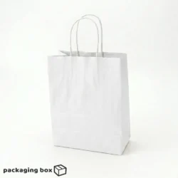 White Kraft Paper Bag With Twisted Rope Handle – Eco-Friendly Bakery & Retail Carry Bag Pakistan
