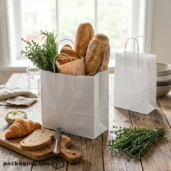 White Kraft Paper Bag With Twisted Rope Handle – Eco-Friendly Bakery & Retail Carry Bag Pakistan