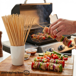 Wooden Skewer Sticks Food Grade BBQ Grilling — PackagingBox.pk