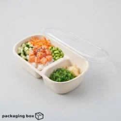 2 Compartment Bagasse Bowl 1000ml – Eco-Friendly Sugarcane Fiber Bowl