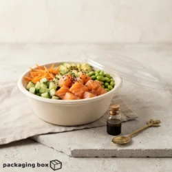 Round Bagasse Bowl with Lid – Eco-Friendly Sugarcane Fiber Bowl